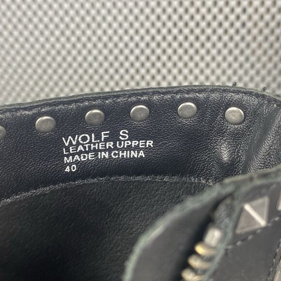 ASH Wolf Studded Combat Boots Womens Size 40 Black Leather Casual Lace Up - Picture 10 of 13